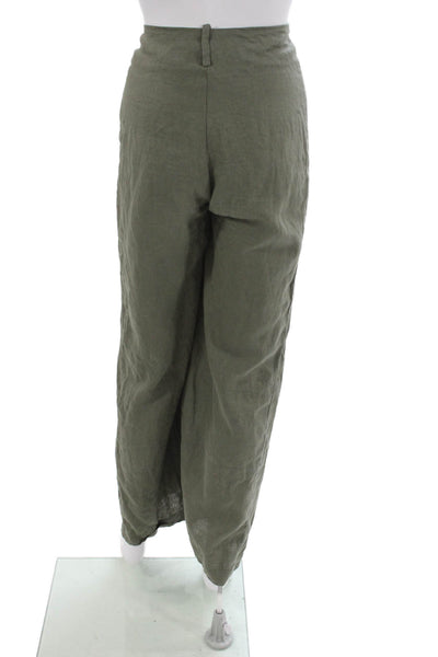 Zara Womens Wrap Skirt Green Linen Tie Waist Inseam 30 Size XS