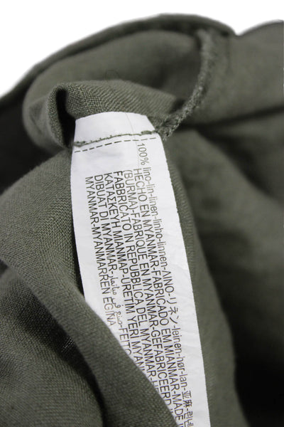 Zara Womens Wrap Skirt Green Linen Tie Waist Inseam 30 Size XS