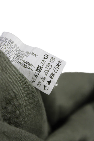 Zara Womens Wrap Skirt Green Linen Tie Waist Inseam 30 Size XS