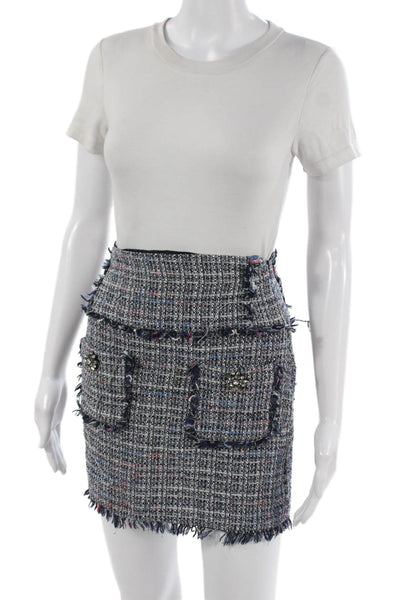 Zara Women Straight Pencil Tweed Check Short Skirt Size XS