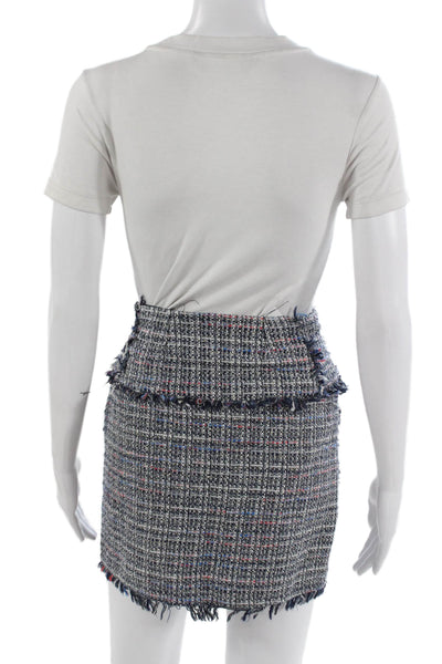 Zara Women Straight Pencil Tweed Check Short Skirt Size XS