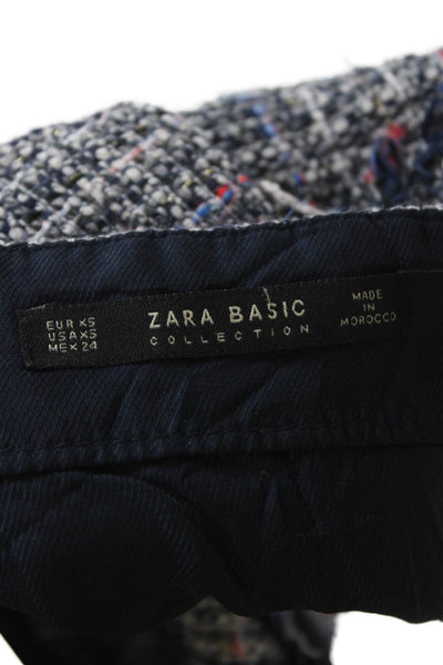 Zara Women Straight Pencil Tweed Check Short Skirt Size XS
