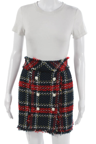 Zara Women Straight Pencil Multicolor Plaid Acrylic Knee Length Skirt Size S
