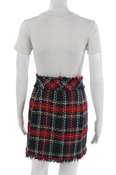 Zara Women Straight Pencil Multicolor Plaid Acrylic Knee Length Skirt Size S