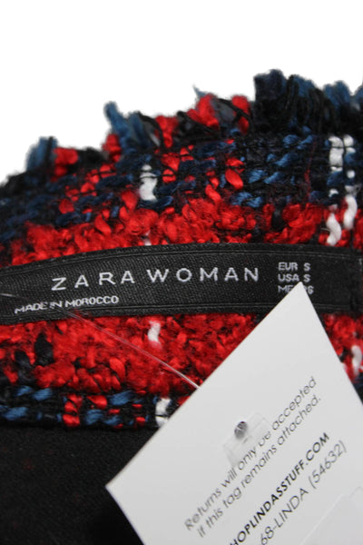 Zara Women Straight Pencil Multicolor Plaid Acrylic Knee Length Skirt Size S