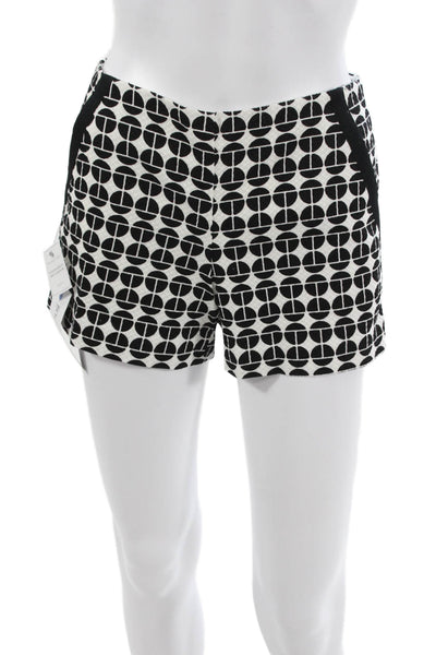 Trina Turk Women Black Geometric Cotton Zip Shorts Size 00