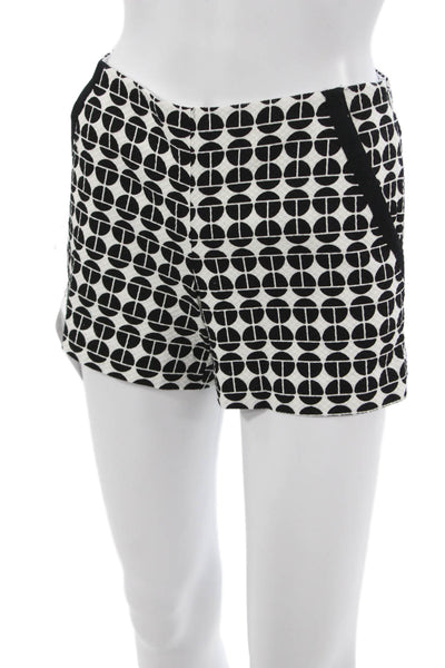 Trina Turk Women Black Geometric Cotton Zip Shorts Size 00