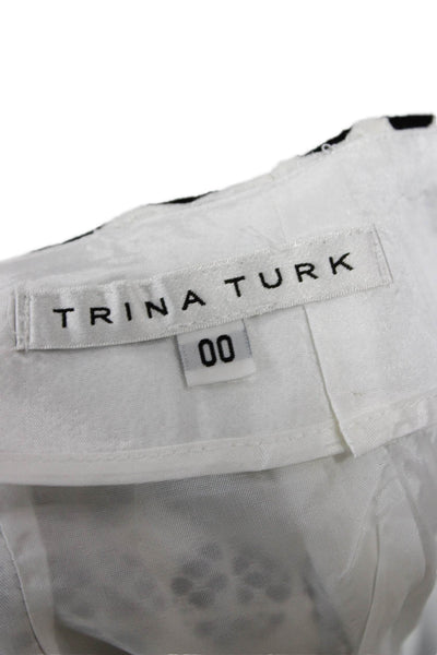 Trina Turk Women Black Geometric Cotton Zip Shorts Size 00
