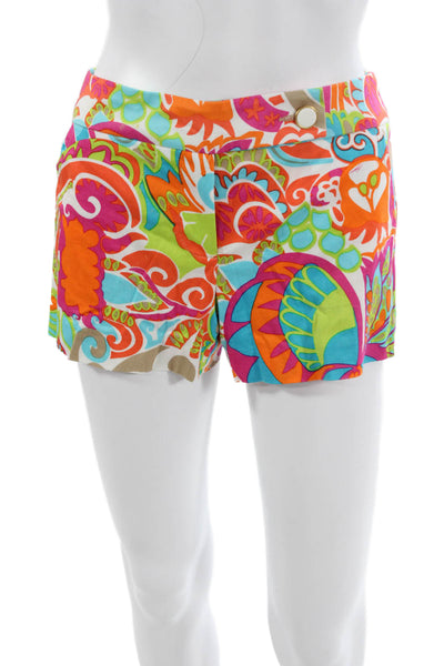 Trina Turk Womens Paisley Cotton Button Front Shorts Multicolor Size 00