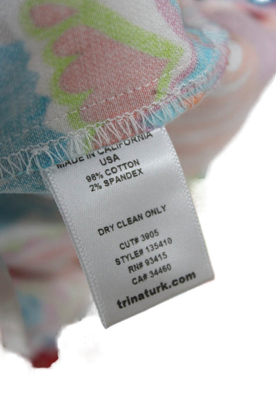 Trina Turk Womens Paisley Cotton Button Front Shorts Multicolor Size 00
