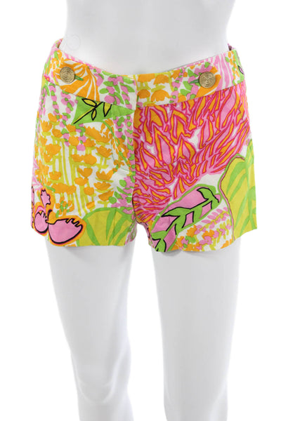 Trina Turk Womens Multicolor Tropical Floral Cotton Shorts Size 00