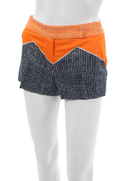 Trina Turk Womens Orange Geometric Viscose Button Shorts Size 00