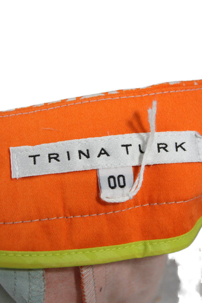 Trina Turk Womens Orange Geometric Viscose Button Shorts Size 00