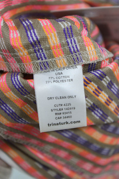 Trina Turk Womens Multicolor Geometric Cotton Buckle Shorts Size 00