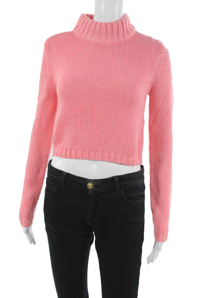 Hours Women Pullover Sweater Pink Acrylic Mock Neck Long Sleeve Size 2XS