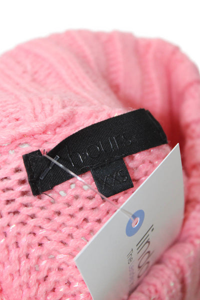 Hours Women Pullover Sweater Pink Acrylic Mock Neck Long Sleeve Size 2XS