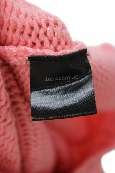 Hours Women Pullover Sweater Pink Acrylic Mock Neck Long Sleeve Size 2XS