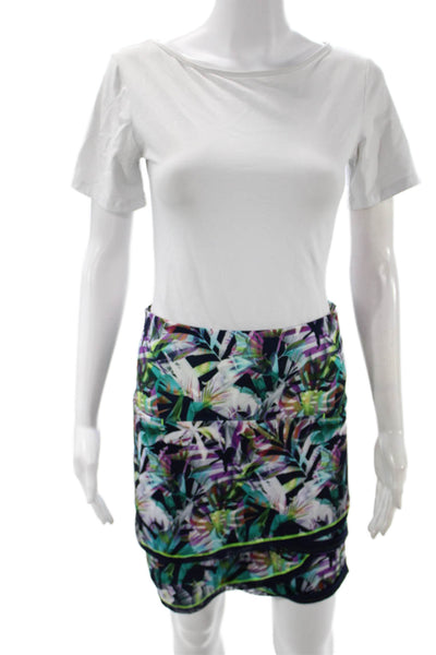 Lucky In Love Women Athletic Floral Mini Skirt Multicolor Polyester Size XL