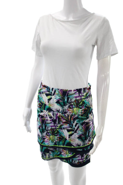Lucky In Love Women Athletic Floral Mini Skirt Multicolor Polyester Size XL
