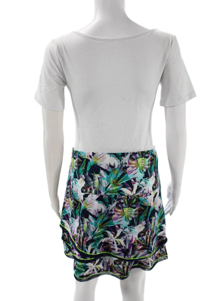 Lucky In Love Women Athletic Floral Mini Skirt Multicolor Polyester Size XL
