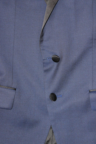 Boss Hugo Boss Mens One Button Wool Blazer Blue Solid Size 36 Short