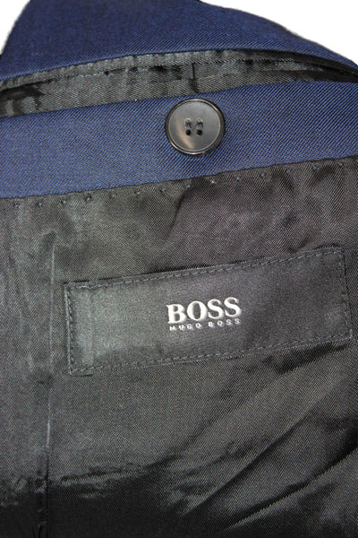 Boss Hugo Boss Mens One Button Wool Blazer Blue Solid Size 36 Short