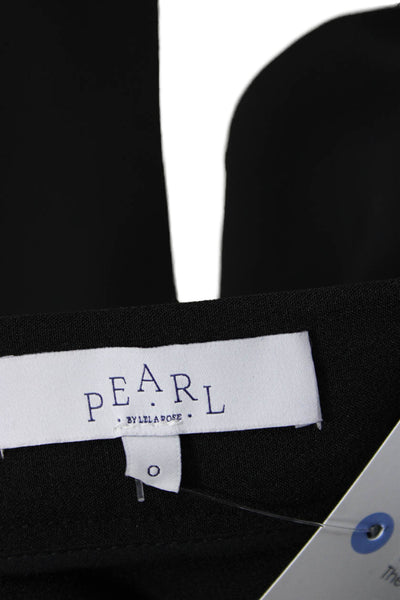 Pearl Womens Straight Pencil Striped Black Midi Skirt Zip Polyester Size 0
