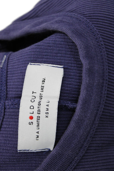 Sold Out Womens Tank Dress Purple Organic Cotton Crew Neck Sleeveless Size XS