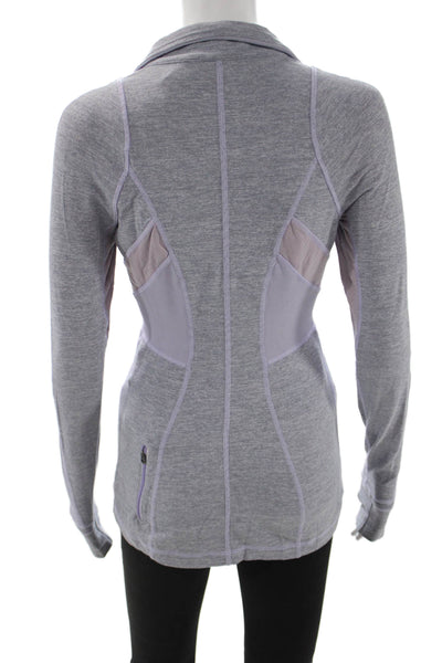 Lululemon Women Pullover Casual Gray Zip Nylon Collared Long Sleeve Size 4