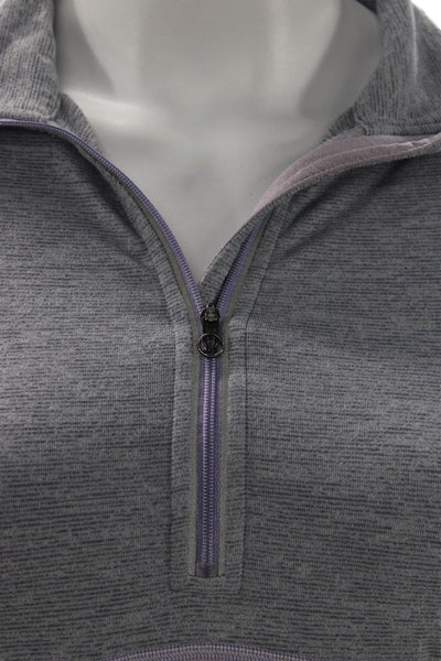 Lululemon Women Pullover Casual Gray Zip Nylon Collared Long Sleeve Size 4