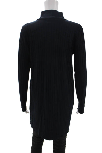 Zara Womens Sweater Dress Black Striped Turtleneck Cotton Blend Pullover Size L