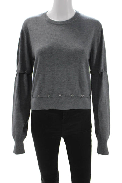 Zara Women Gray Crew Neck Long Sleeve Pullover Polyester Solid Size L