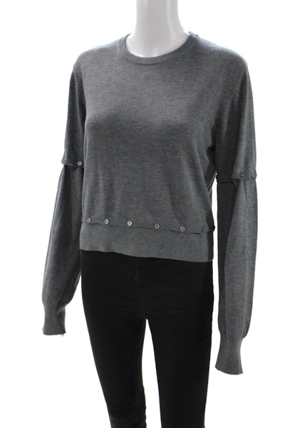 Zara Women Gray Crew Neck Long Sleeve Pullover Polyester Solid Size L