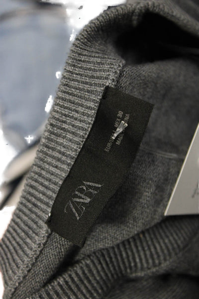 Zara Women Gray Crew Neck Long Sleeve Pullover Polyester Solid Size L