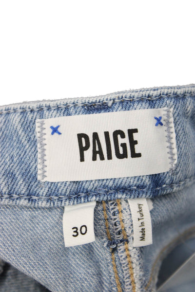 Paige Women Straight Pencil Skirt Blue Cotton Button Short Size 30