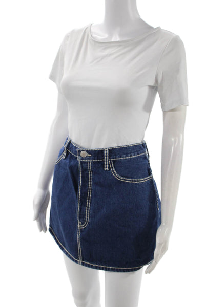 Re/Done Womens A-Line Short Cotton Skirt Blue Size 30