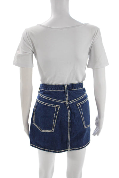 Re/Done Womens A-Line Short Cotton Skirt Blue Size 30