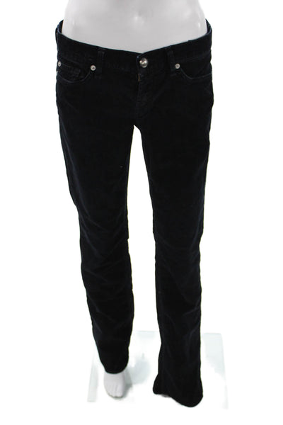7 For All Mankind Womens Straight Black Cotton Jeans Button Size 29