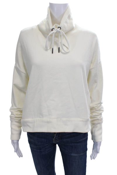 Sweaty Betty Women Pullover Sweatshirt Cowl Neck Ivory Long Sleeve Size S