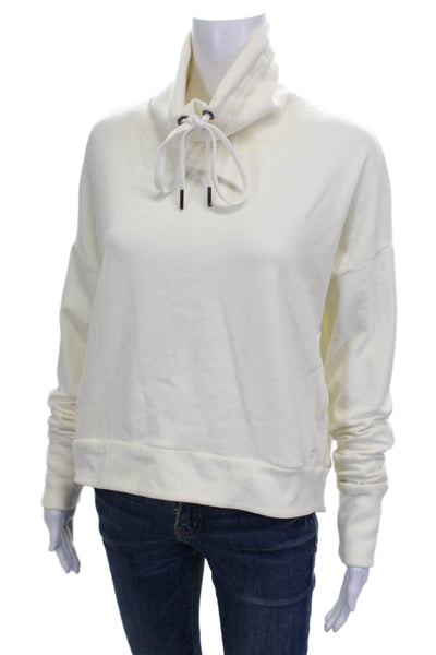 Sweaty Betty Women Pullover Sweatshirt Cowl Neck Ivory Long Sleeve Size S