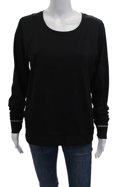 Lululemon Womens Basic Black Long Sleeve Round Neck Polyester T-Shirt Size 10