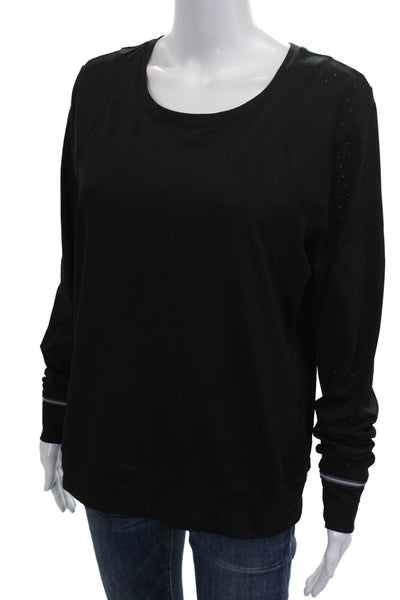 Lululemon Womens Basic Black Long Sleeve Round Neck Polyester T-Shirt Size 10