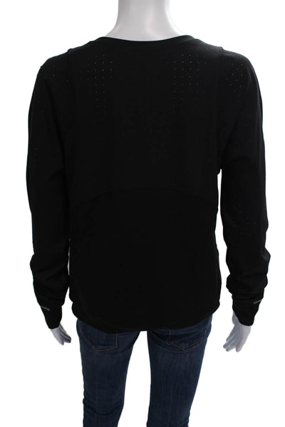 Lululemon Womens Basic Black Long Sleeve Round Neck Polyester T-Shirt Size 10