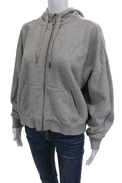 Sweaty Betty Women Full Zip Hoodie Gray Cotton Blend Long Sleeve Size M