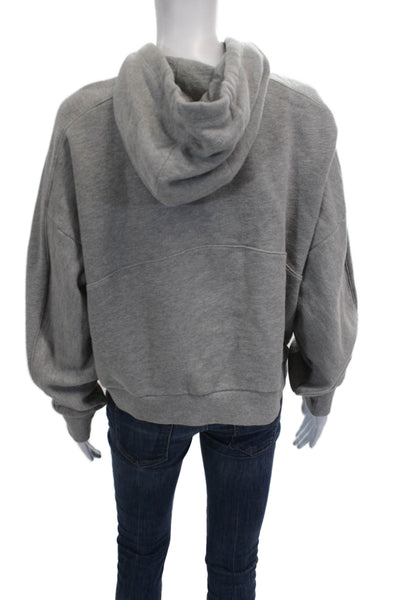 Sweaty Betty Women Full Zip Hoodie Gray Cotton Blend Long Sleeve Size M