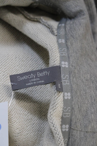 Sweaty Betty Women Full Zip Hoodie Gray Cotton Blend Long Sleeve Size M