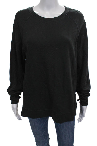 Sweaty Betty Women Pullover Sweatshirt Black Cotton Crewneck Long Sleeve Size S