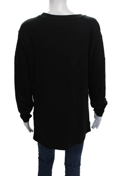 Sweaty Betty Women Pullover Sweatshirt Black Cotton Crewneck Long Sleeve Size S