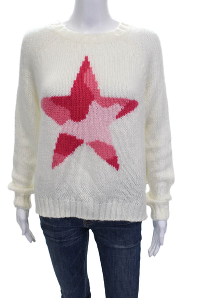 Wooden Ships Womens White Wool Blend Pullover Sweater Crew Neck Size S