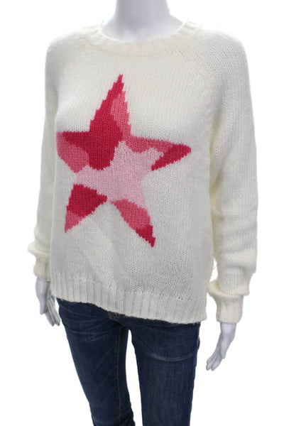 Wooden Ships Womens White Wool Blend Pullover Sweater Crew Neck Size S